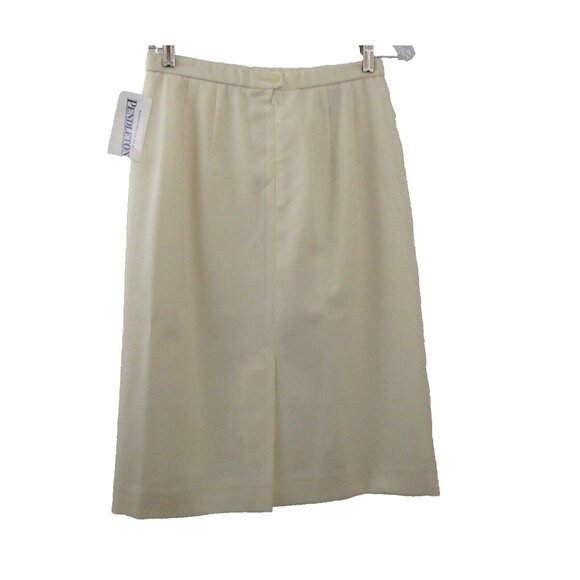Pendleton Skirt Womens 8 Petite Pencil Straight Cream Lined 100% Virgin Wool NWT - Picture 2 of 8